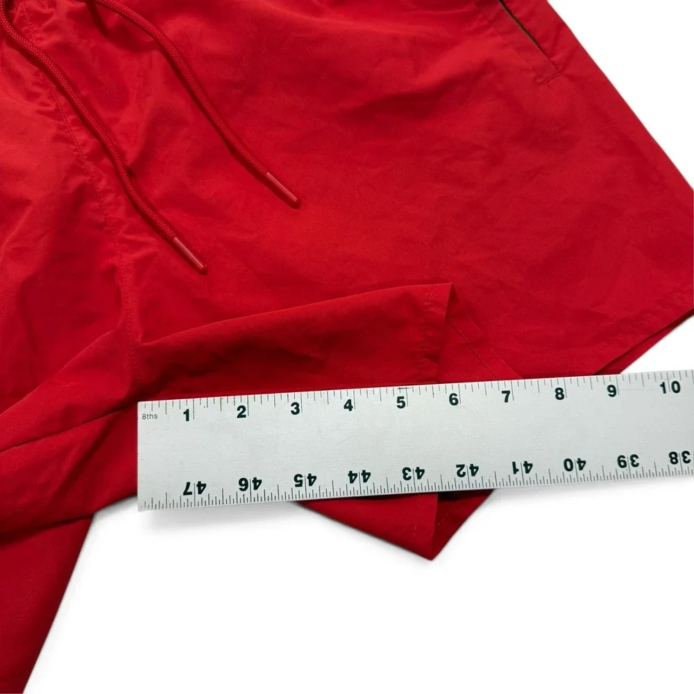 Lacoste Mens Red Quick Dry Swim Trunks Green Trim Medium Lined NWT Shorts